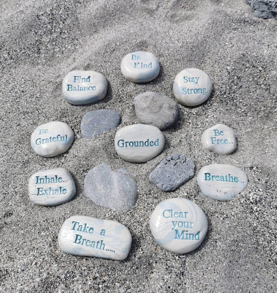 Grounding stones motivational quotes balance Grounded Pottery