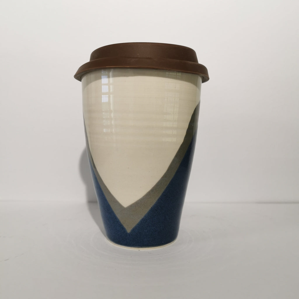 Poured Blue and Grey Travel Cup
