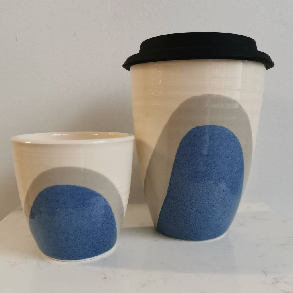 Poured Blue and Grey Travel Cup