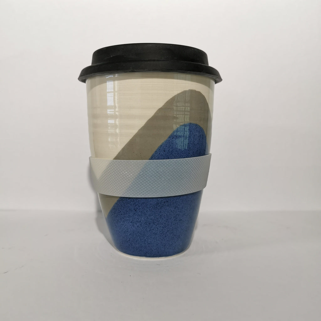 Poured Blue and Grey Travel Cup