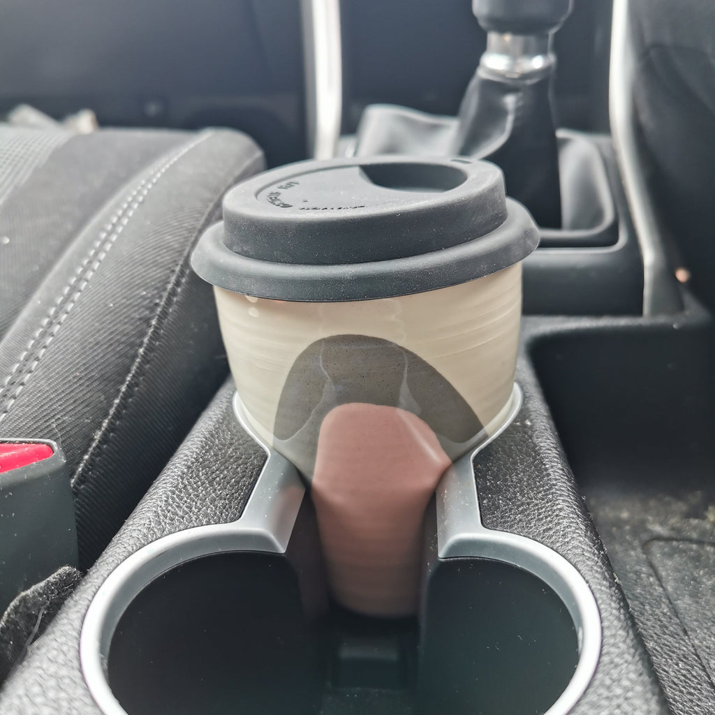 Poured Pink and Grey Travel Cup