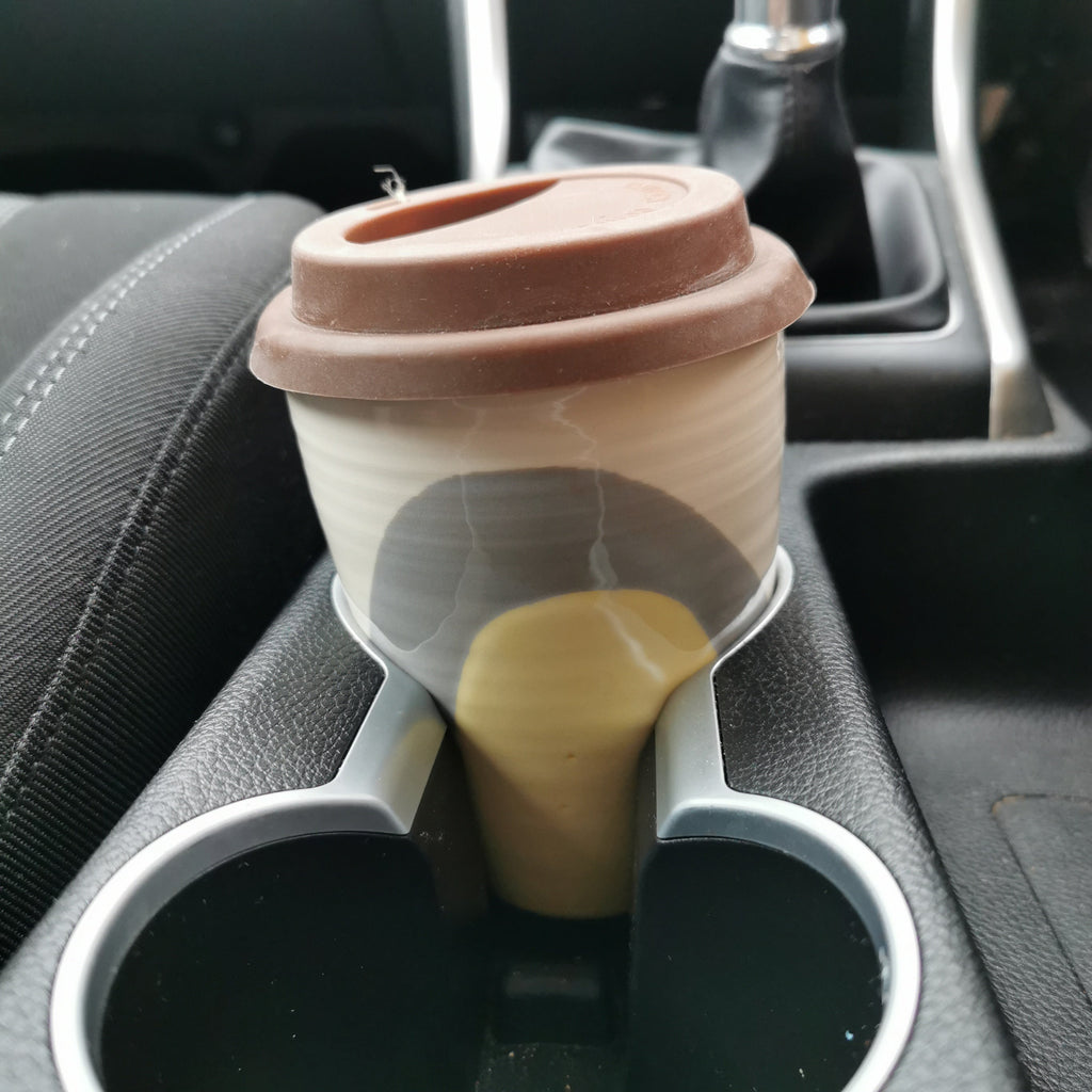 Poured Yellow and Grey Travel Cup